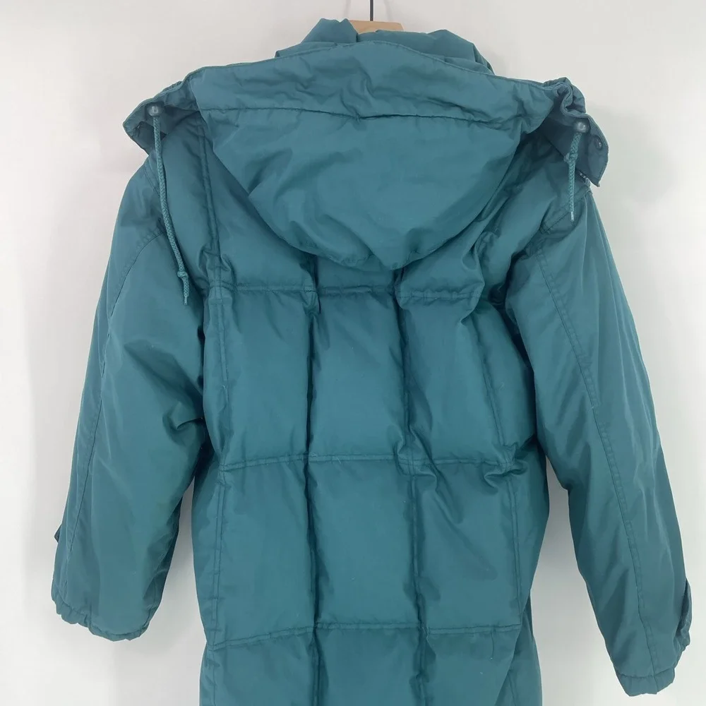 Vintage 90s Cabela's Quilted Down Parka Full Length Long Women's L‎ Hooded Teal